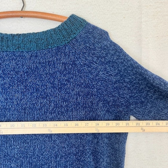 Jaggery London Corto Jumper Organic Cotton & Wool Blend Blue Handmade Knit‎ Sz M - Picture 6 of 7